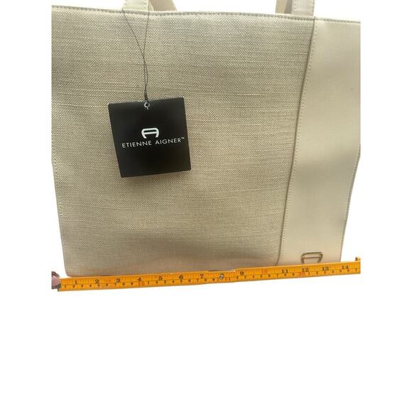 Etienne Aigner Canvas & Leather Tote Bag – Elegant Neutral Tones - Picture 3 of 6